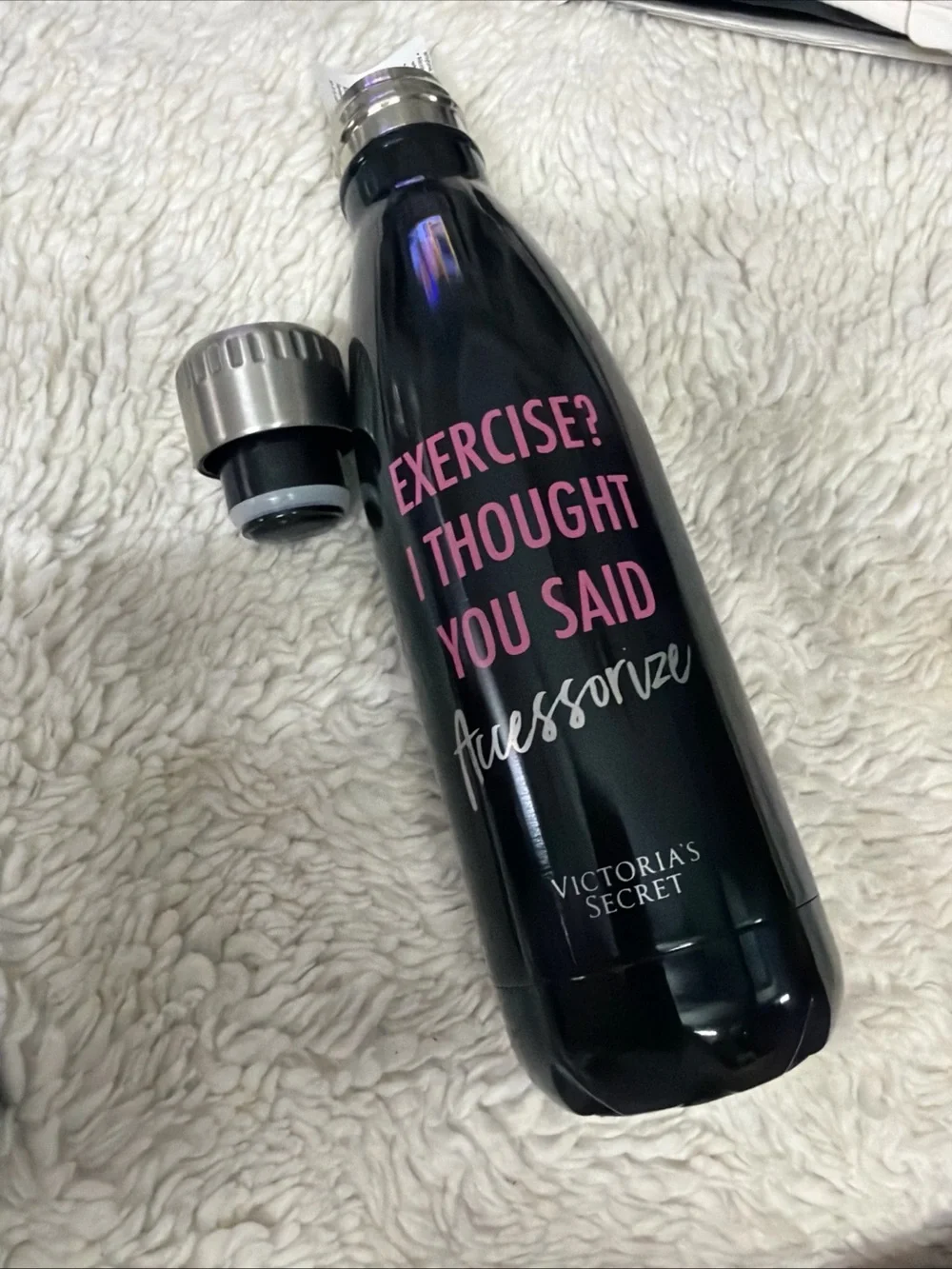 Victoria Secret hot /cold new water bottle black pink logo